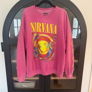 NIRVANA Pink Sweatshirt with Yellow Graphic
